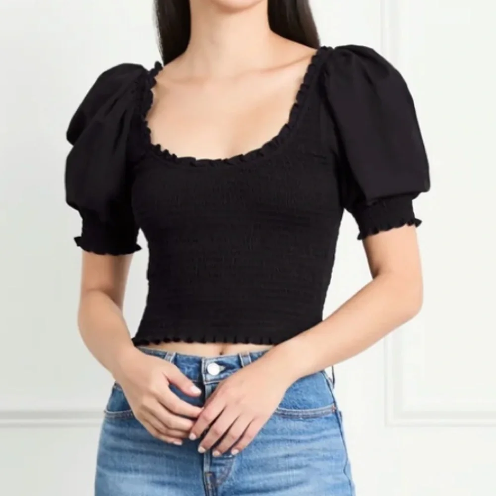 Hill House The Aiko Nap Top Black Smocked XXL New with Tags - Picture 2 of 14